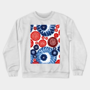 Red and blue shibori tie dye circles Crewneck Sweatshirt